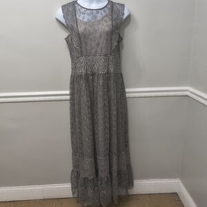 Sundance Sleeveless Maxi Gray Lace "Faythe Dress"Large Special Occasion Wedding